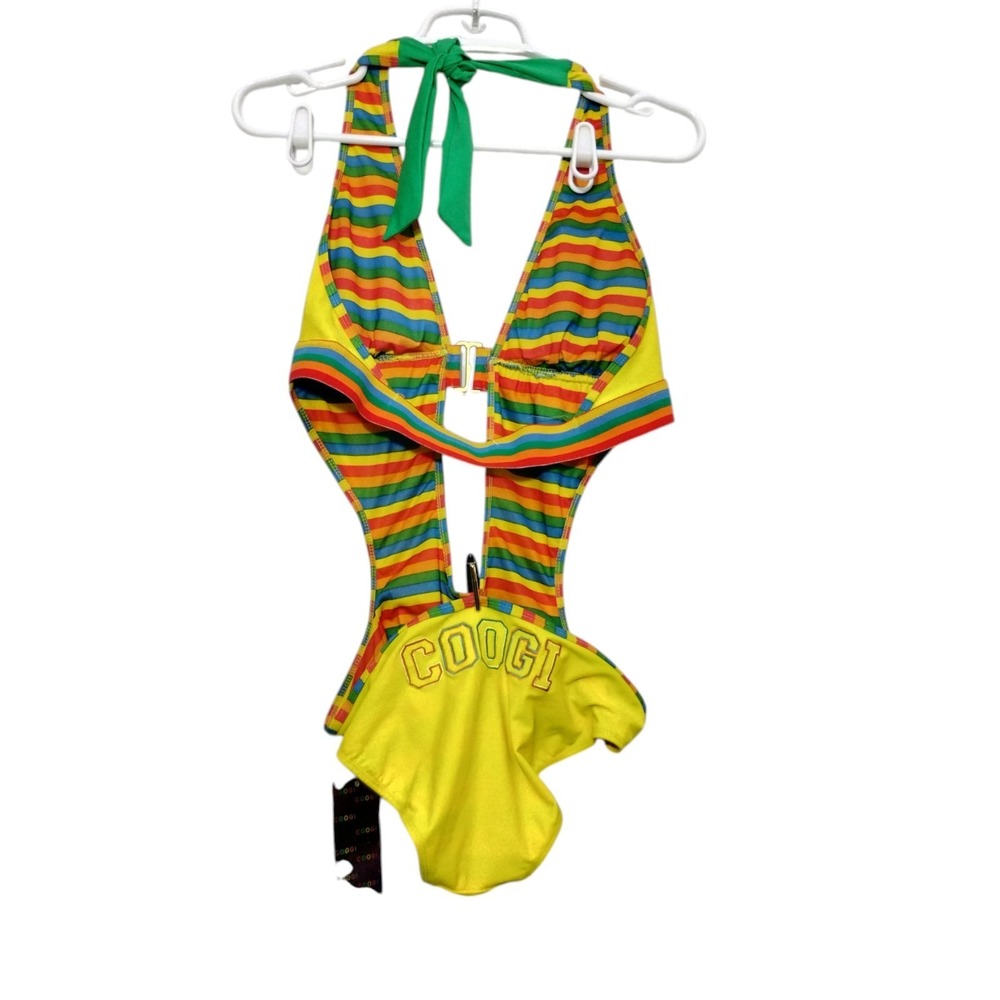 Vtg Y2k Coogi Spellout One Piece Cutout Women's L Swimsuit Beach Tropical - Picture 3 of 5